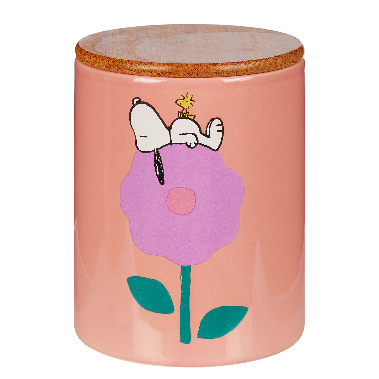 PEANUTS borcan depozitare L - roz/floare mov