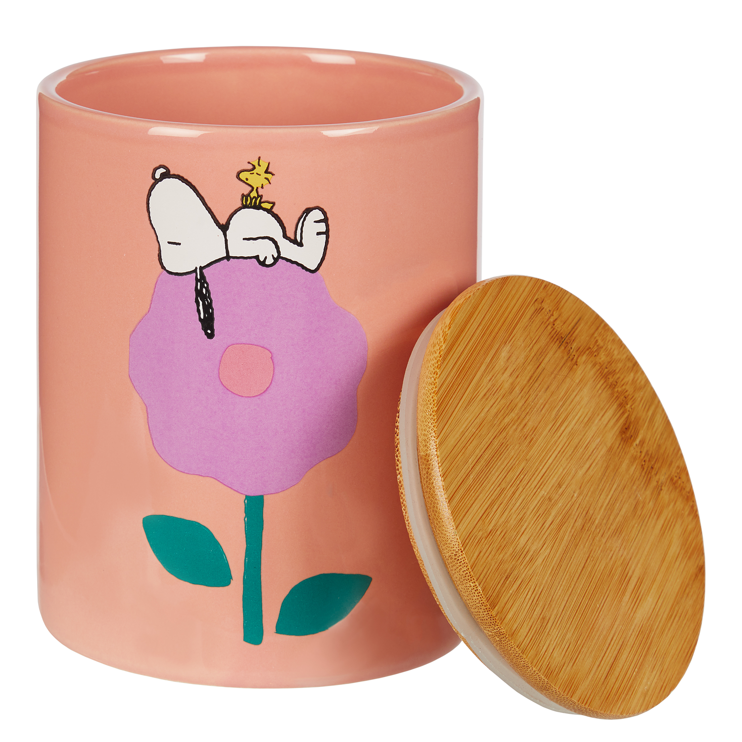 PEANUTS borcan depozitare L - roz/floare mov