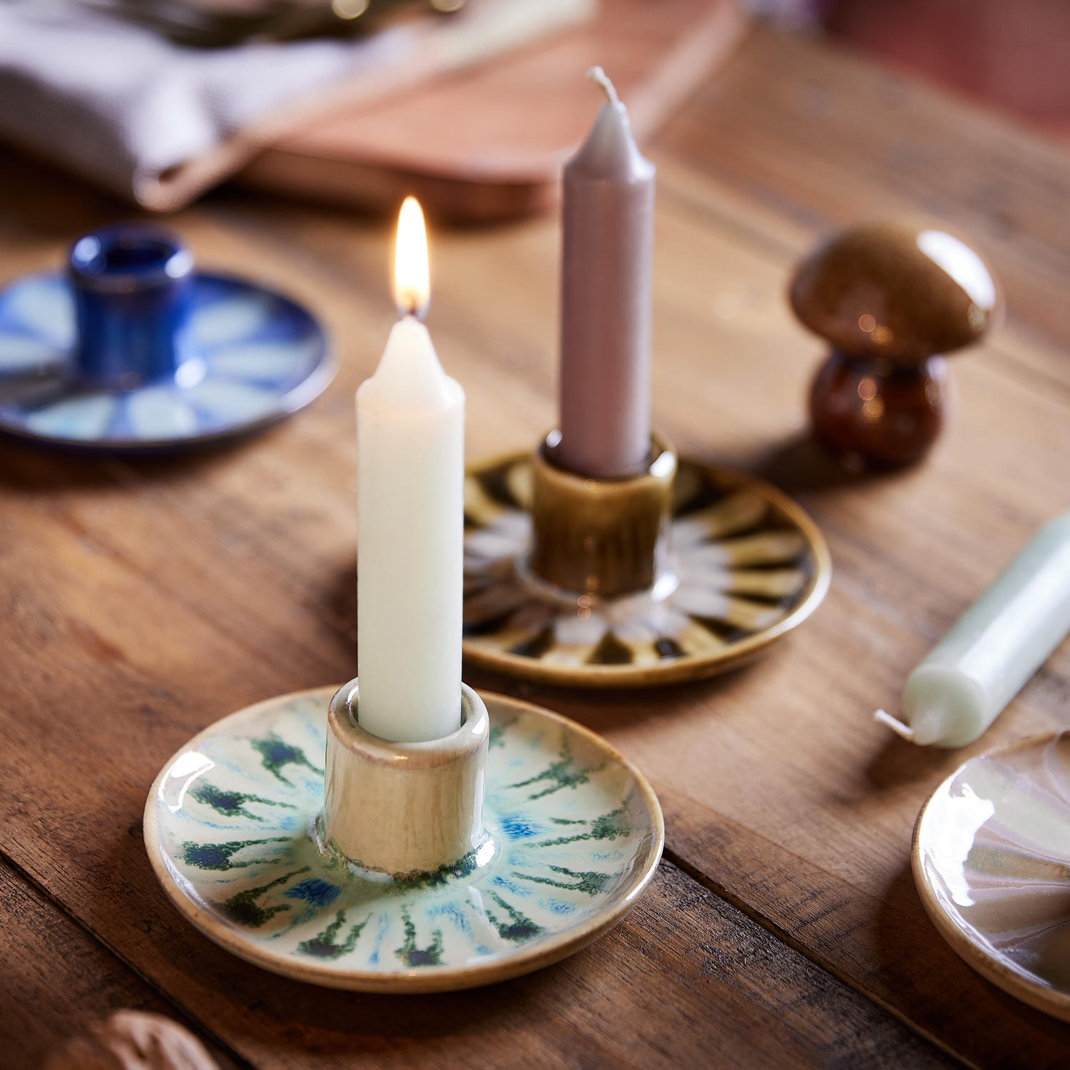 SEVENTIES suport lumanare portelan, salvie