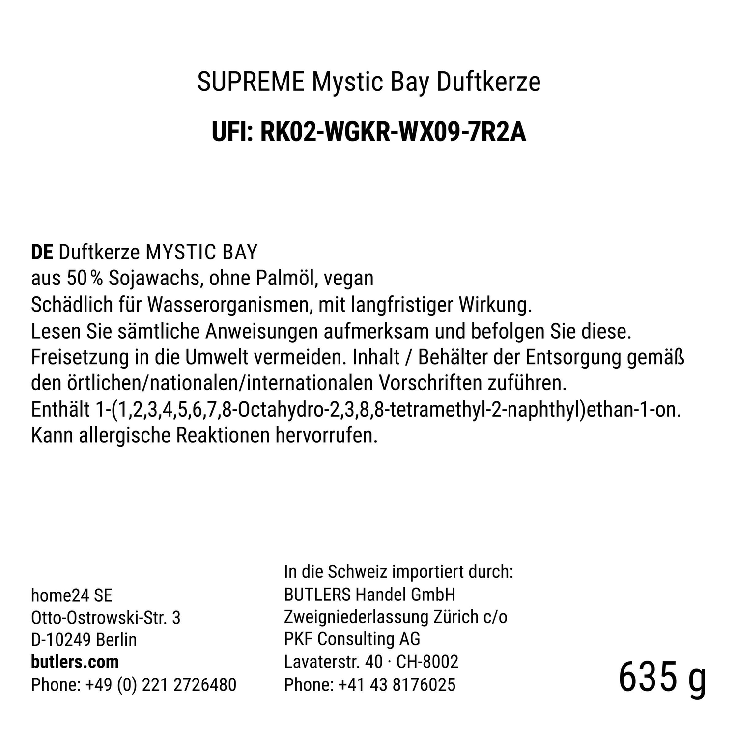 SUPREME lumanare parfumata 635g - Mystic Bay