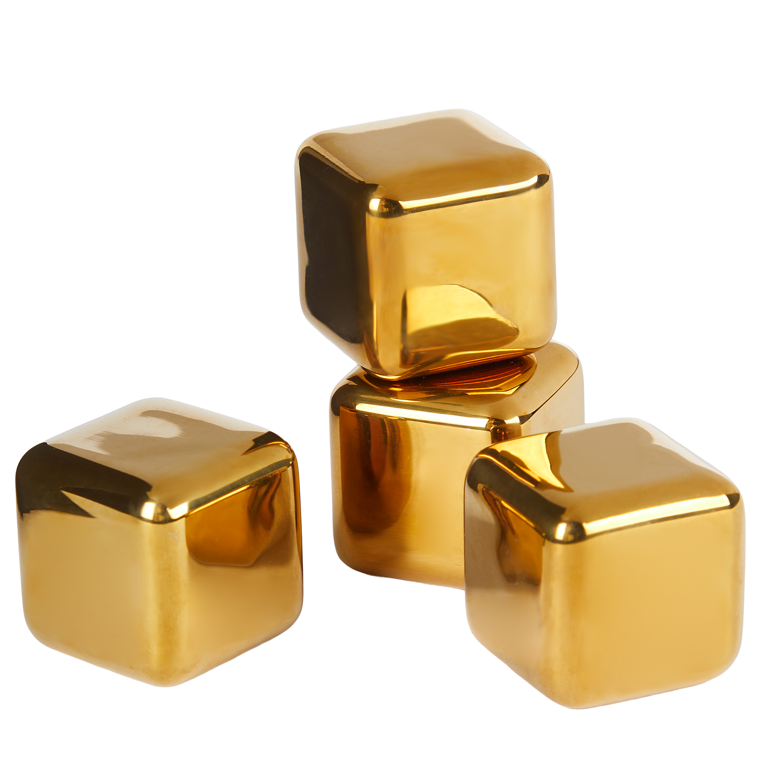 COLD AS ICE set de 4 cuburi de gheata din otel inoxidabil, auriu