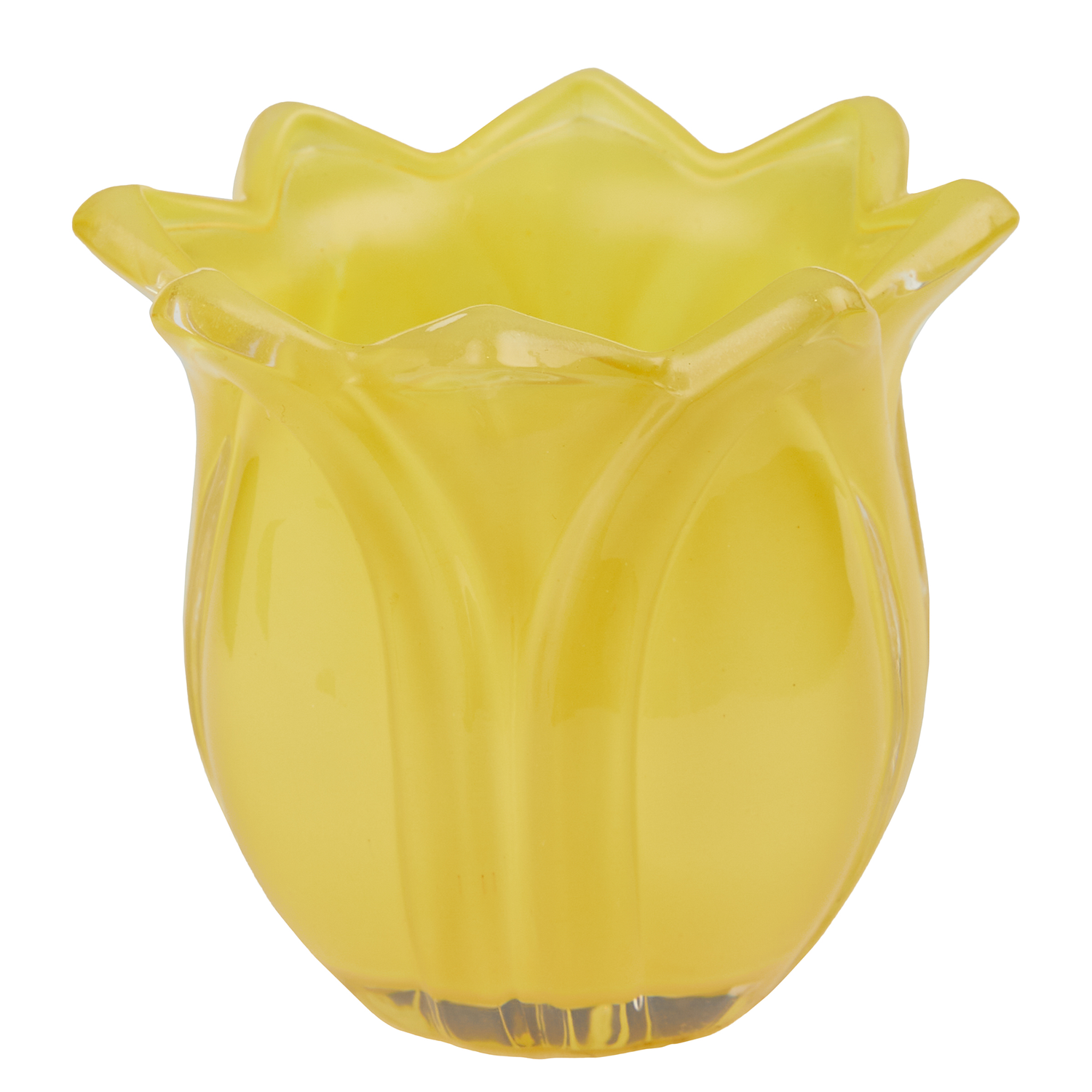 TULIP suport lumanare din sticla, galben