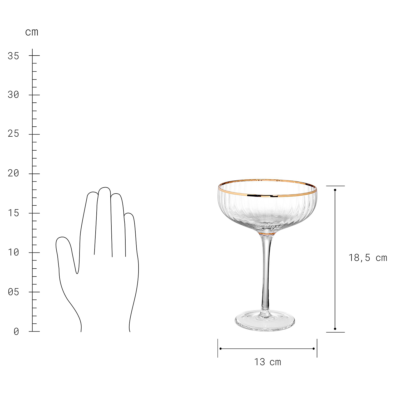 GOLDEN TWENTIES bol pentru sampanie cu margine aurie