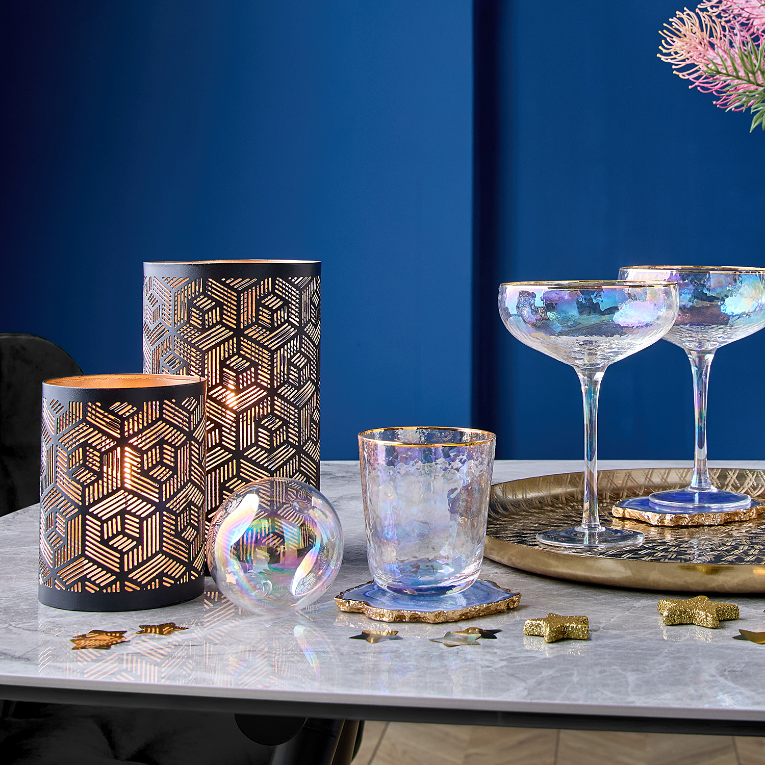 SMERALDA pahar cu margine aurie 280ml