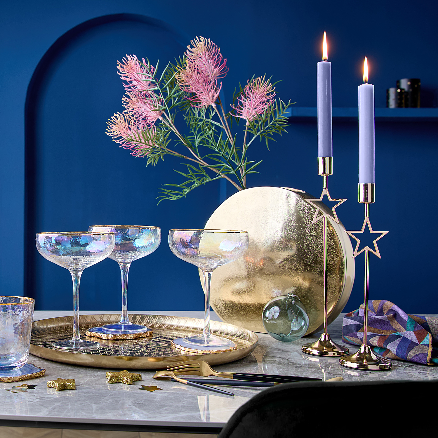 SMERALDA cupa pentru sampanie cu margine aurie