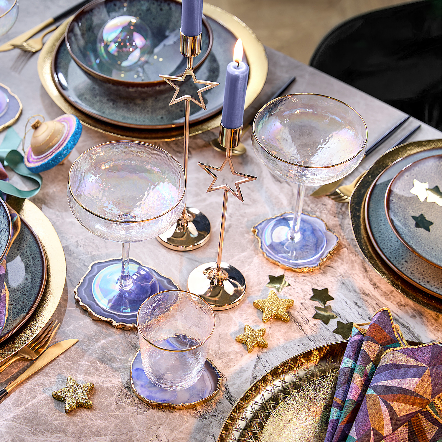 SMERALDA cupa pentru sampanie cu margine aurie