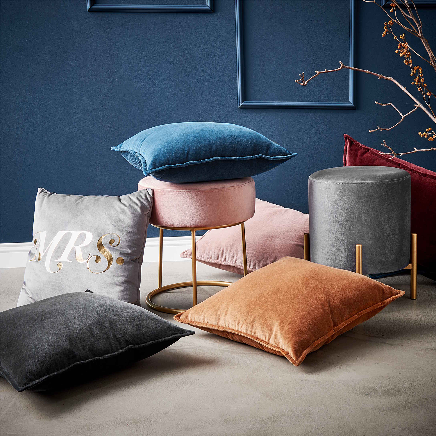 COTTON VELVET perna 45x45cm, coniac