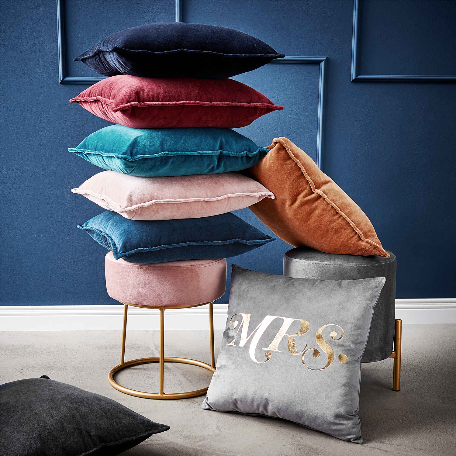 COTTON VELVET perna 45x45cm, coniac