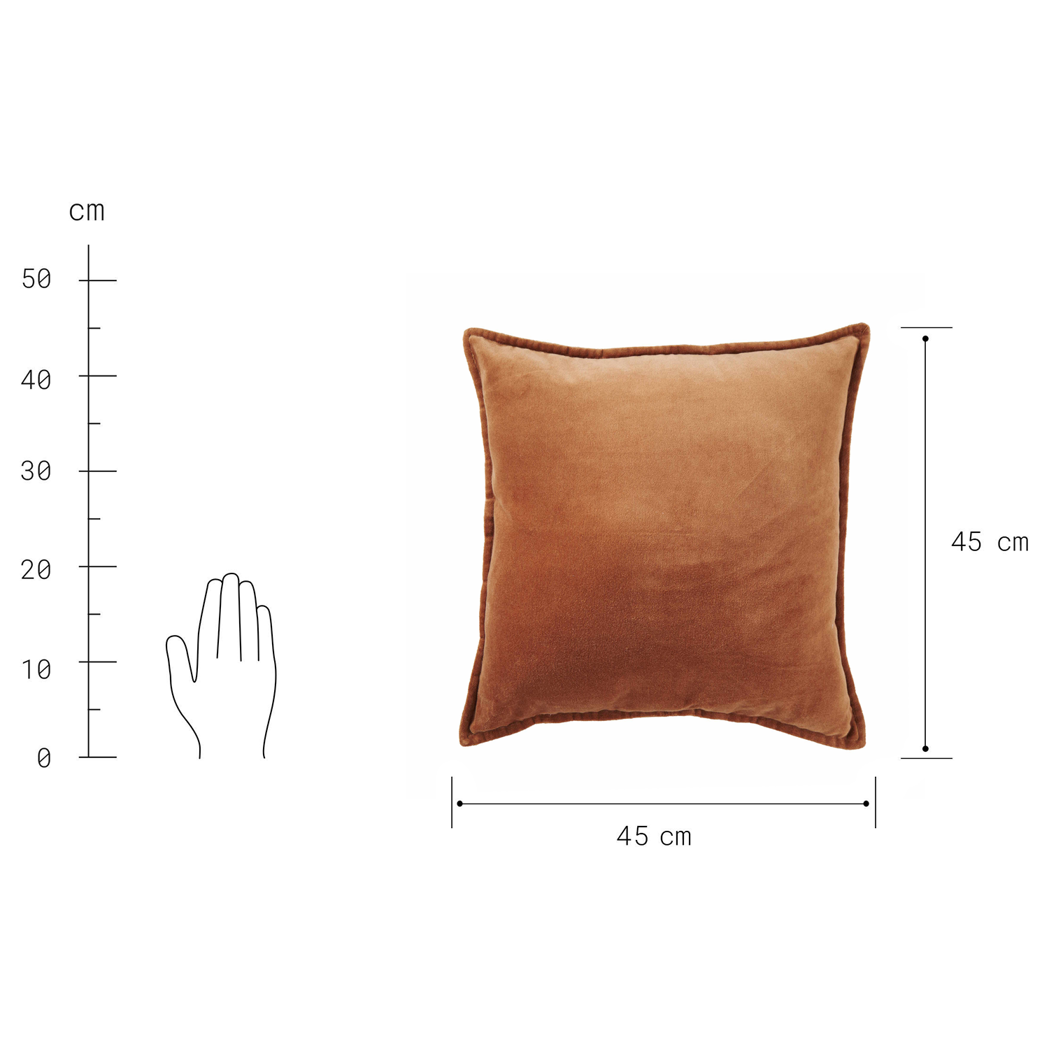 COTTON VELVET perna 45x45cm, coniac