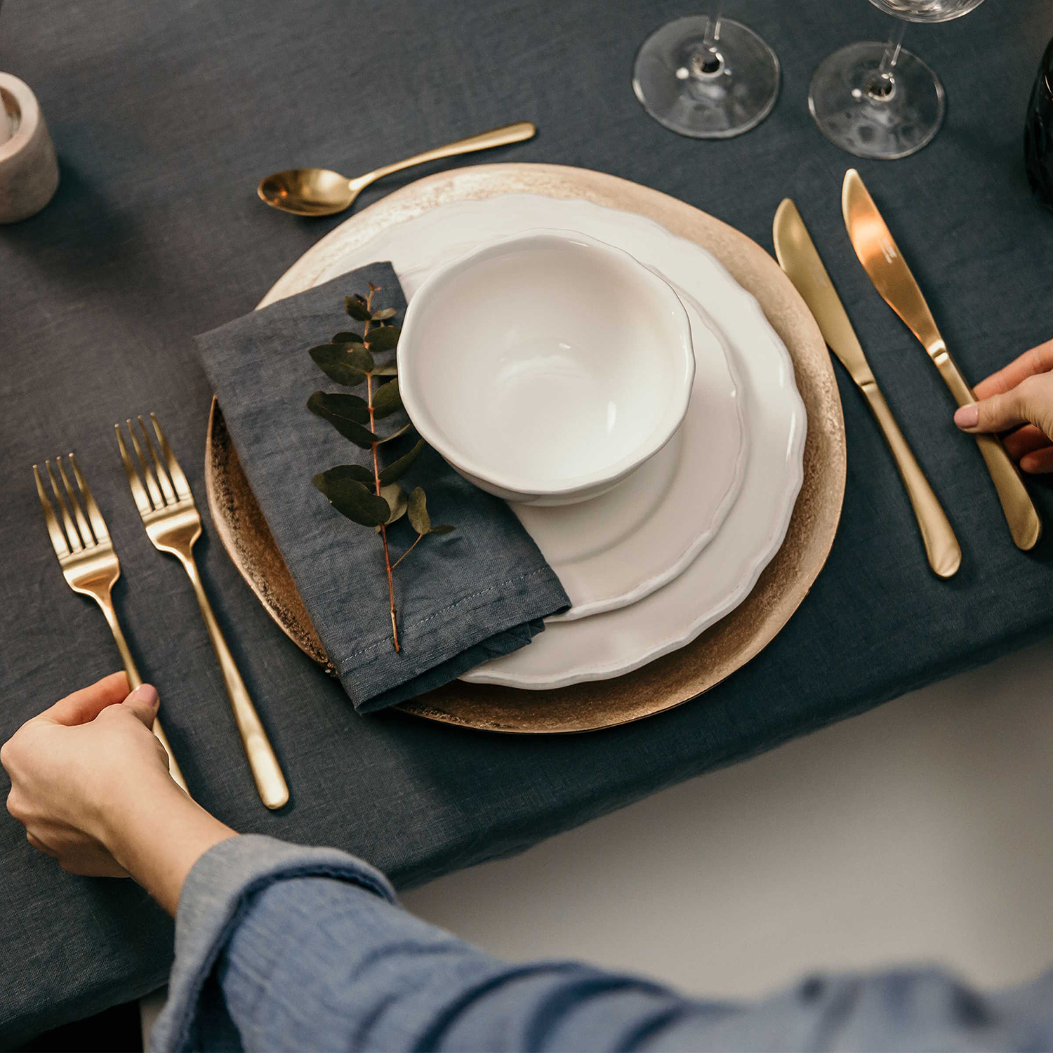 KINGS set tacamuri 4 piese, auriu mat