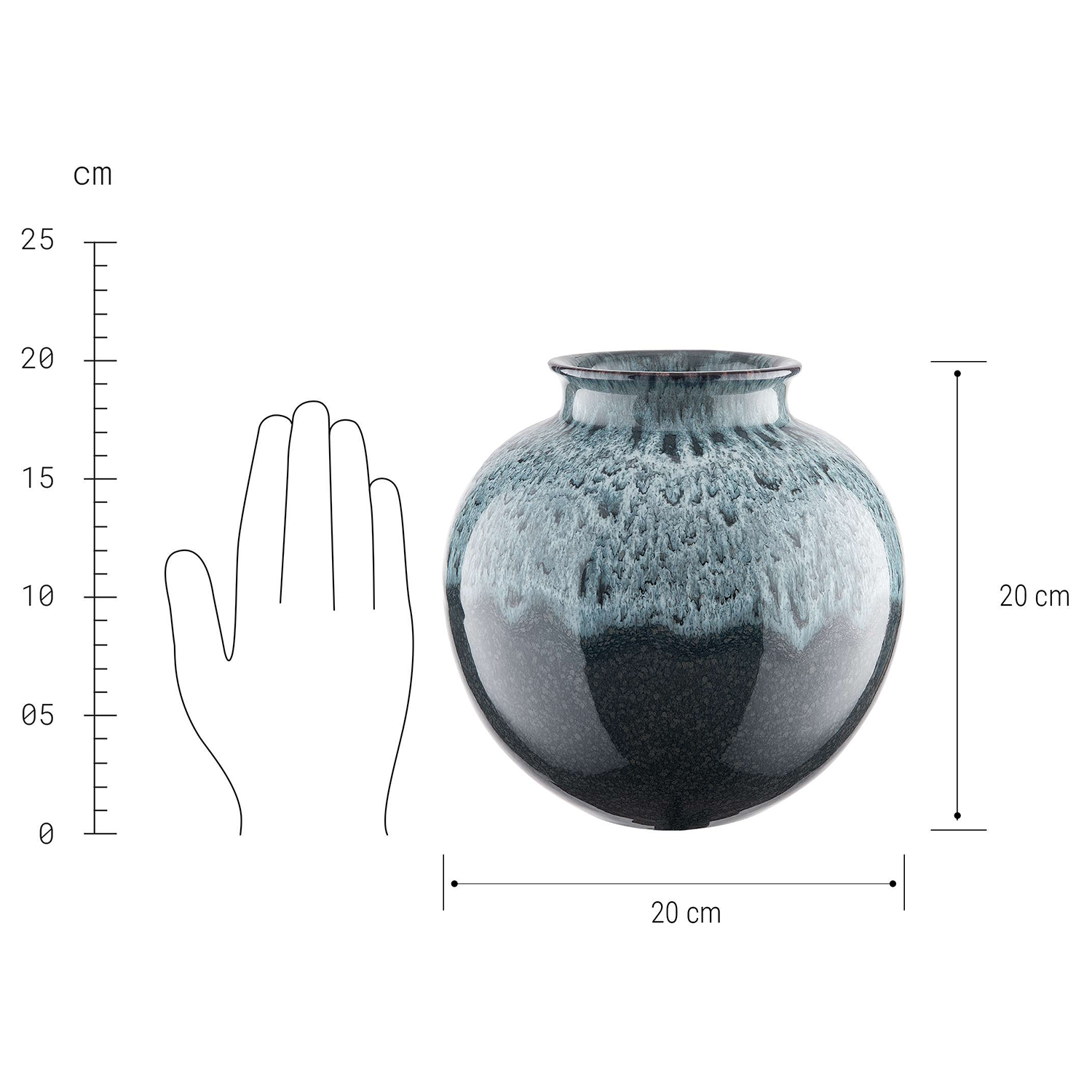 AQUARELLE vaza ceramica 20cm petrol