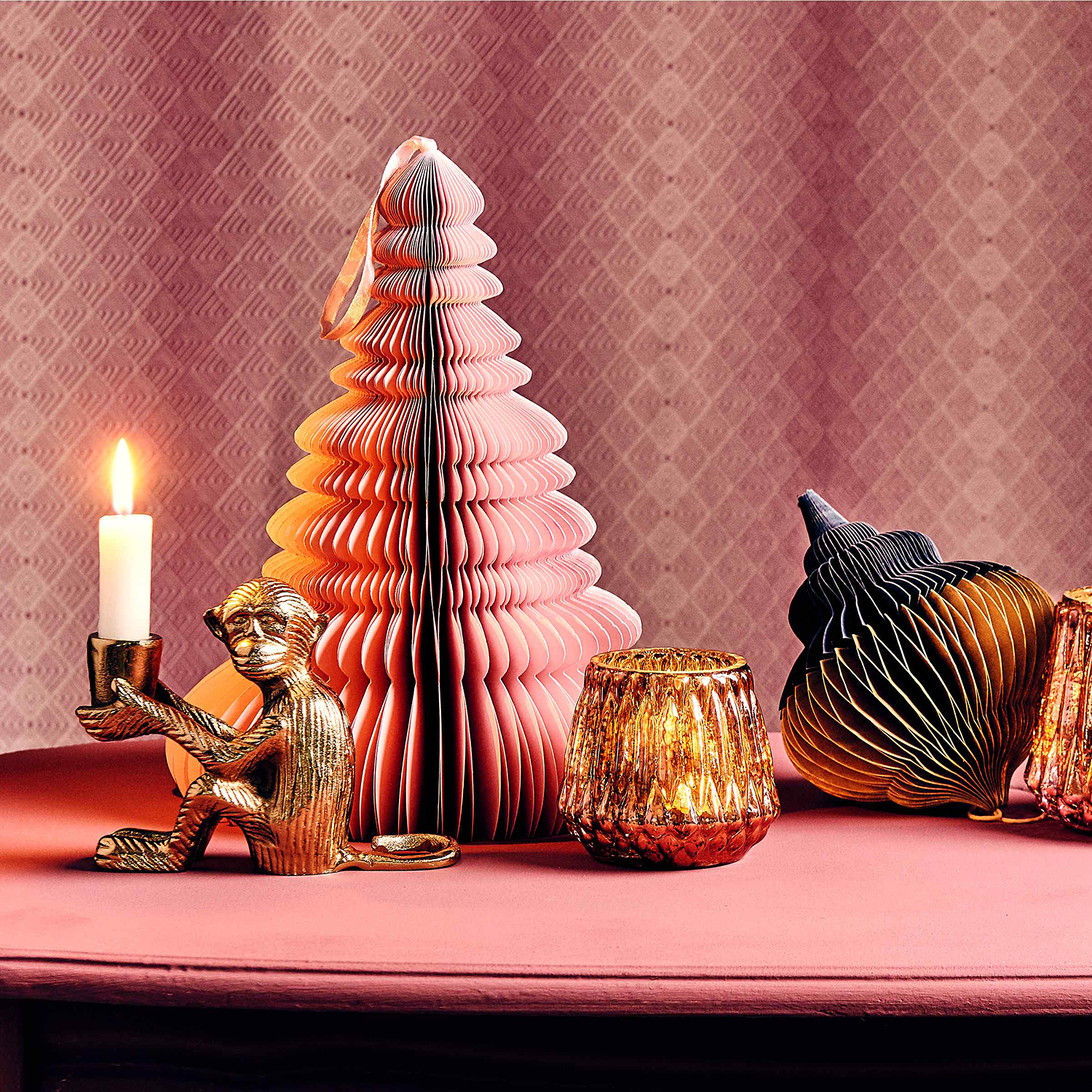 LE SINGE suport pentru lumanare maimuta auriu