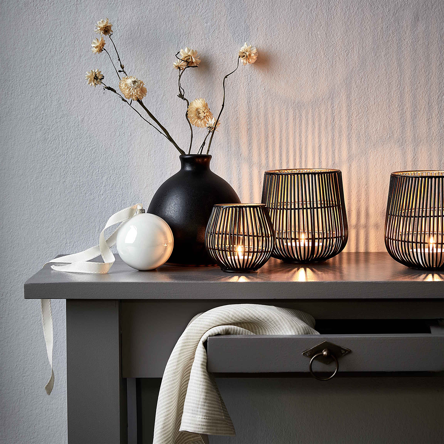 YOKO suport lumanari tealight negru | 9 cm