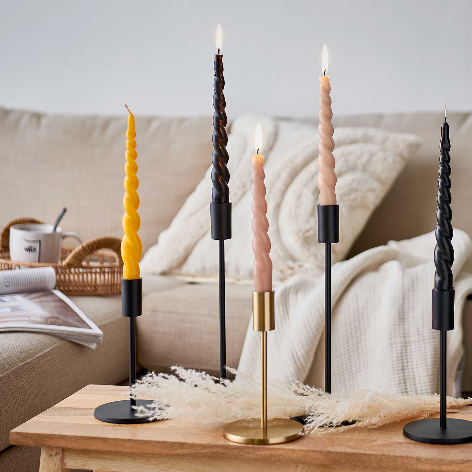 HIGHLIGHT suport pentru lumanari metalizat, negru 29 cm