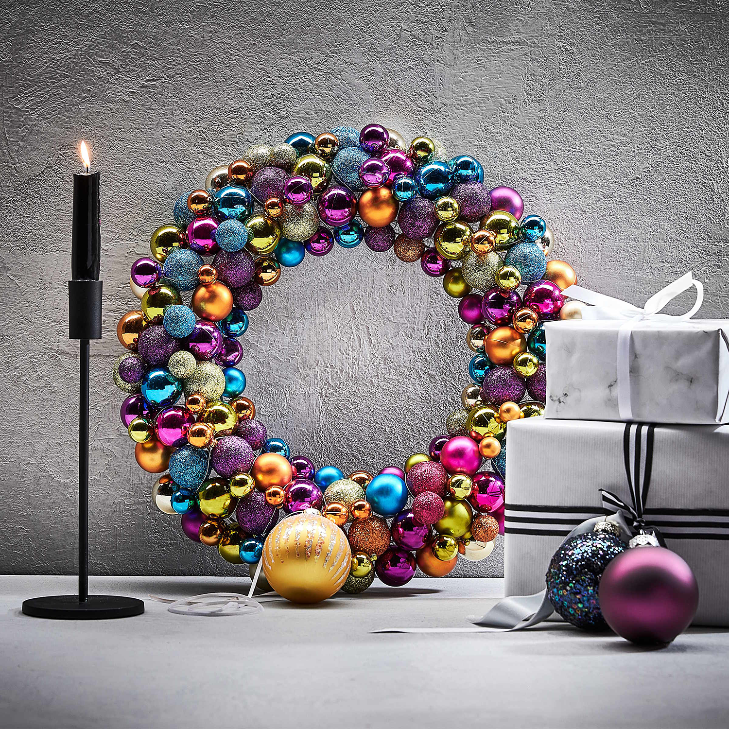 HIGHLIGHT suport pentru lumanari metalizat, negru 29 cm