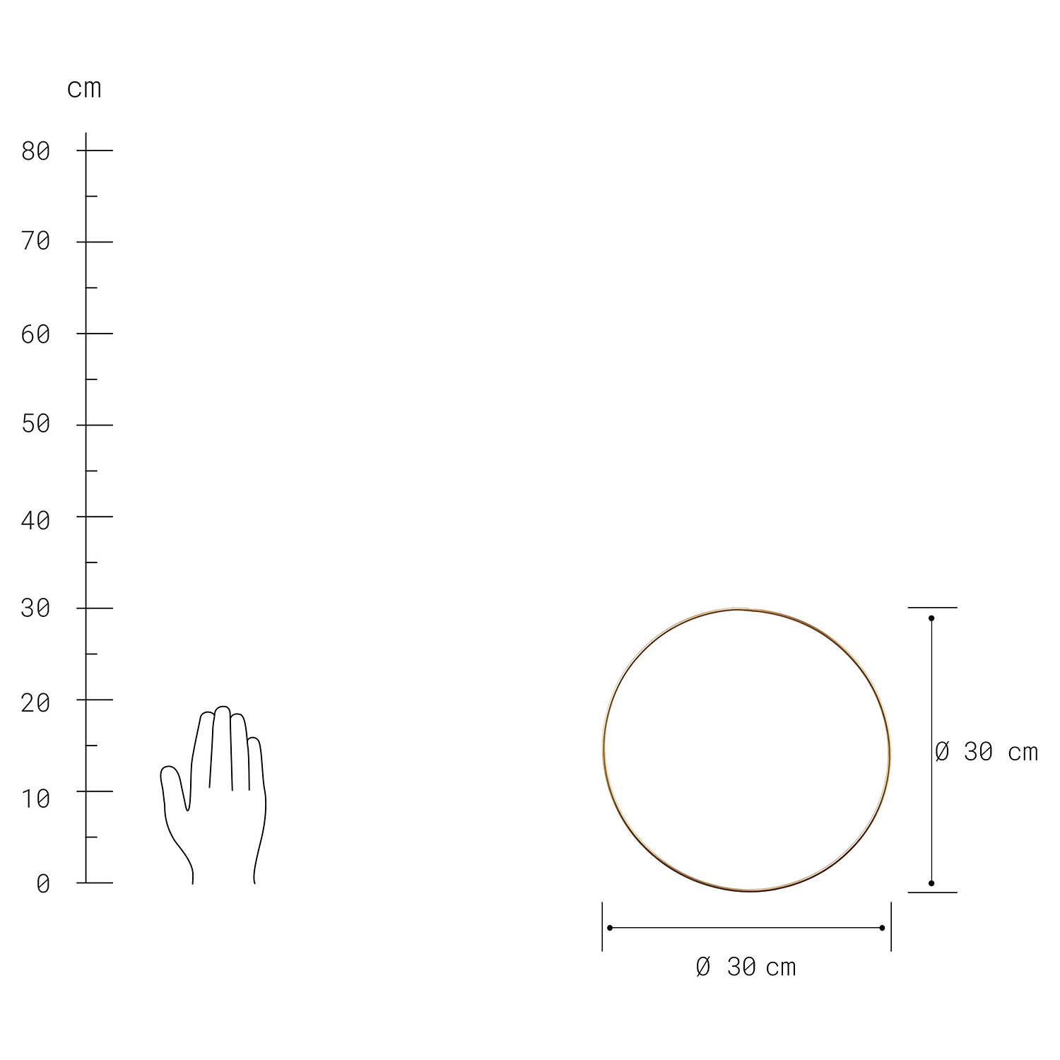 LUNA inel metalic decorativ 30cm