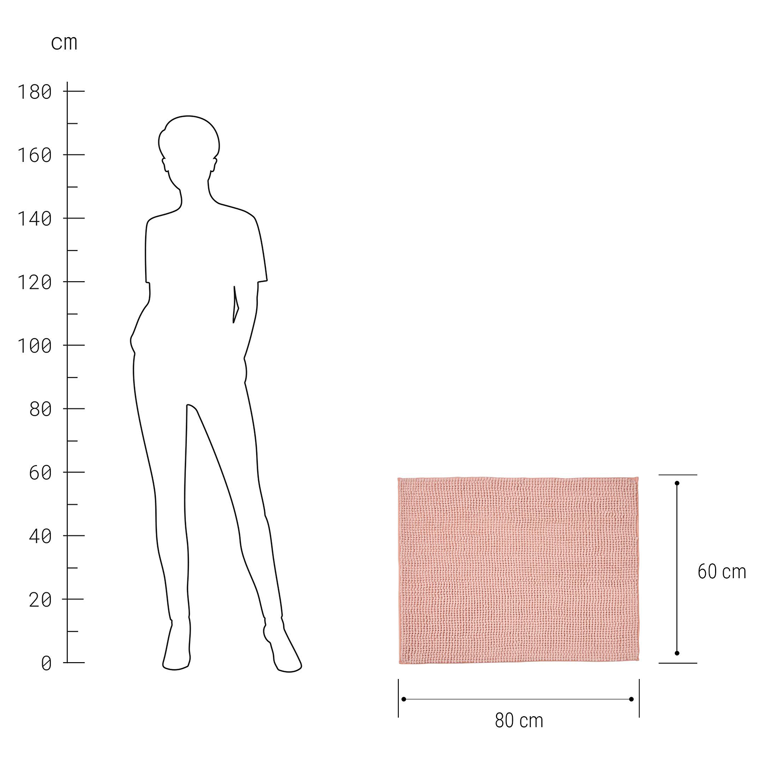 POPEYE covoras de baie 80x60cm, roz