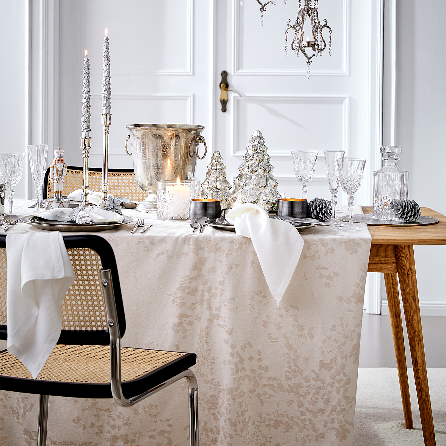 SILVER FOREST brad din sticla 19cm argintiu