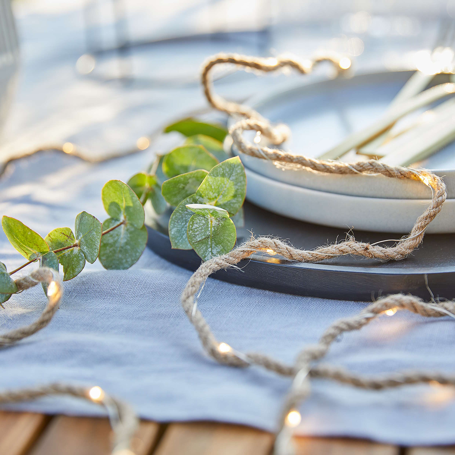 FARMHOUSE instalatie din sfoara naturala 20L USB