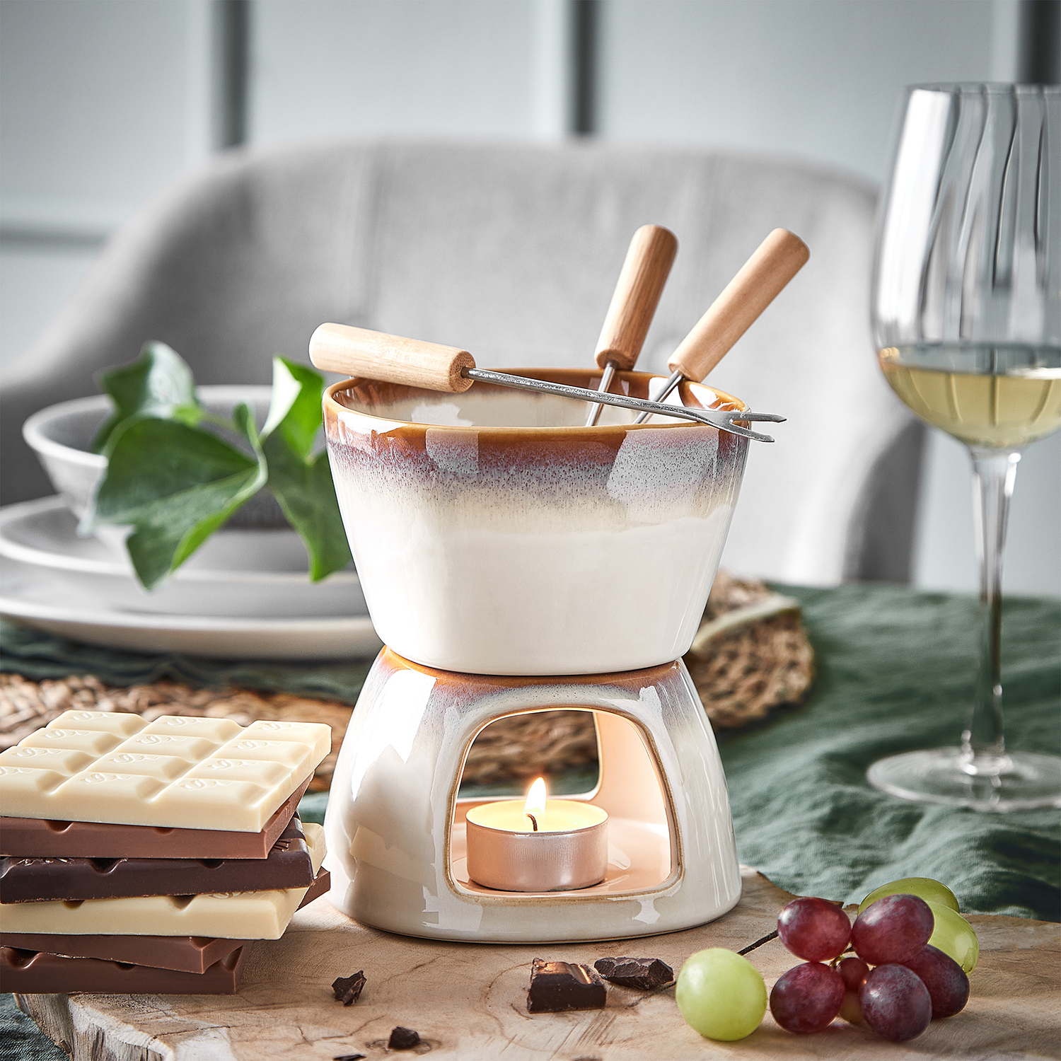 AU CHOCOLAT mini set pentru fondue cu glazura reactiva