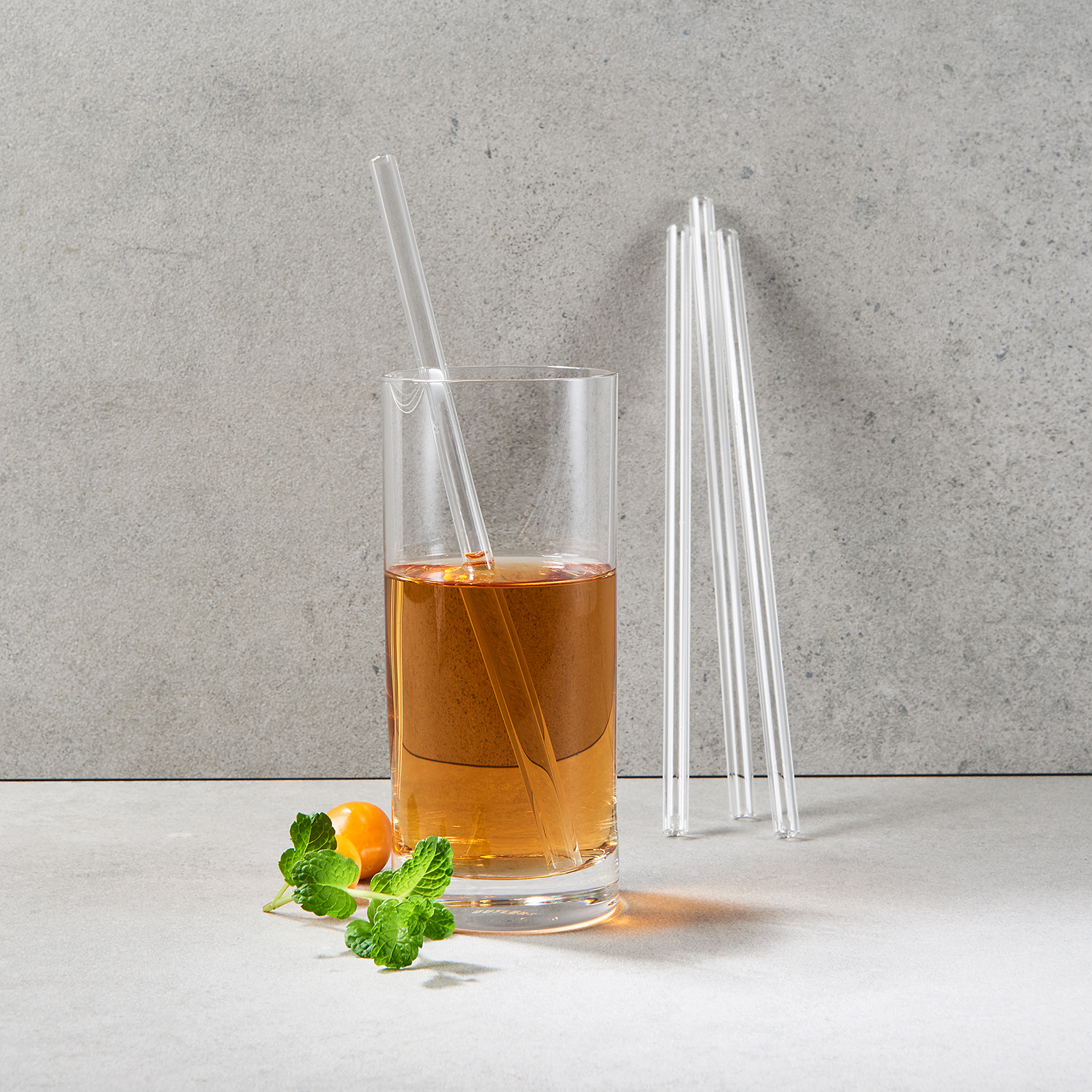 LONG DRINK set paie din sticla transparenta | 20 cm