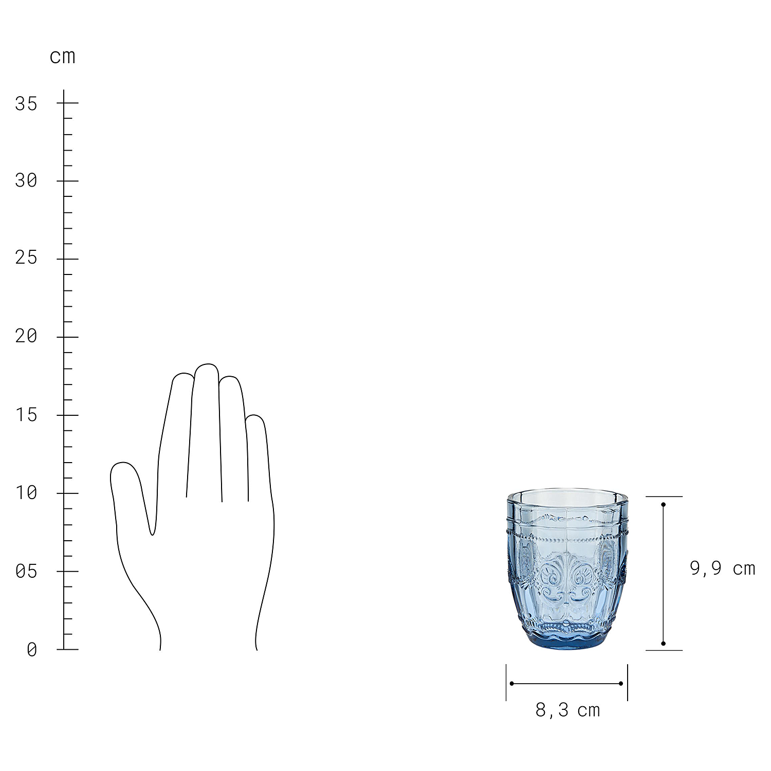 VICTORIAN pahar 250 ml, albastru