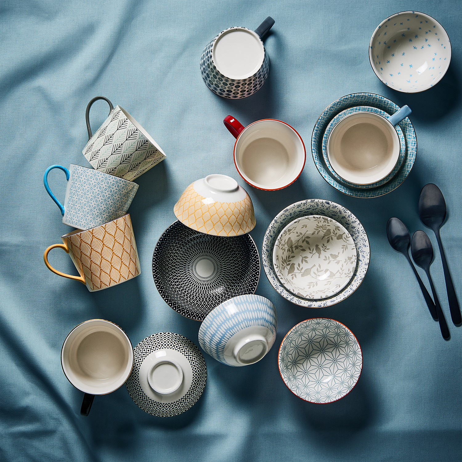 ORNAMENTS bol 240 ml, alb/negru