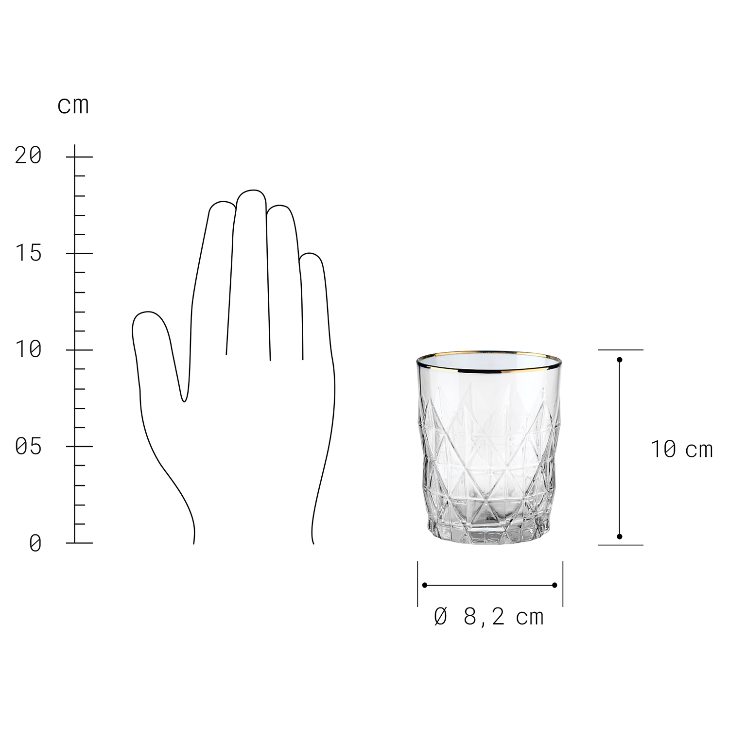 UPSCALE pahar cu margine aurie 345ml