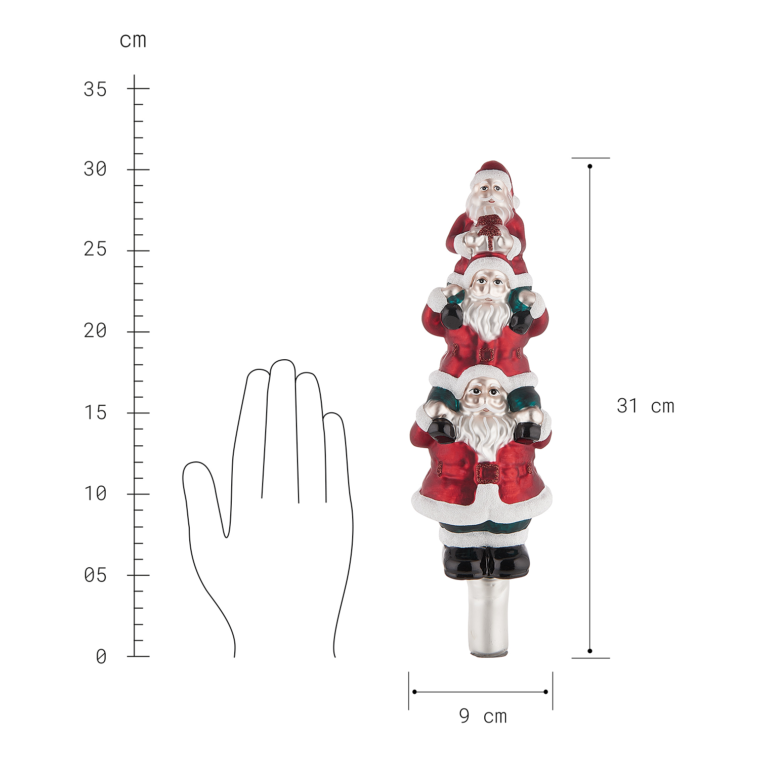 X-MAS varf brad 3 Mos Craciun sticla