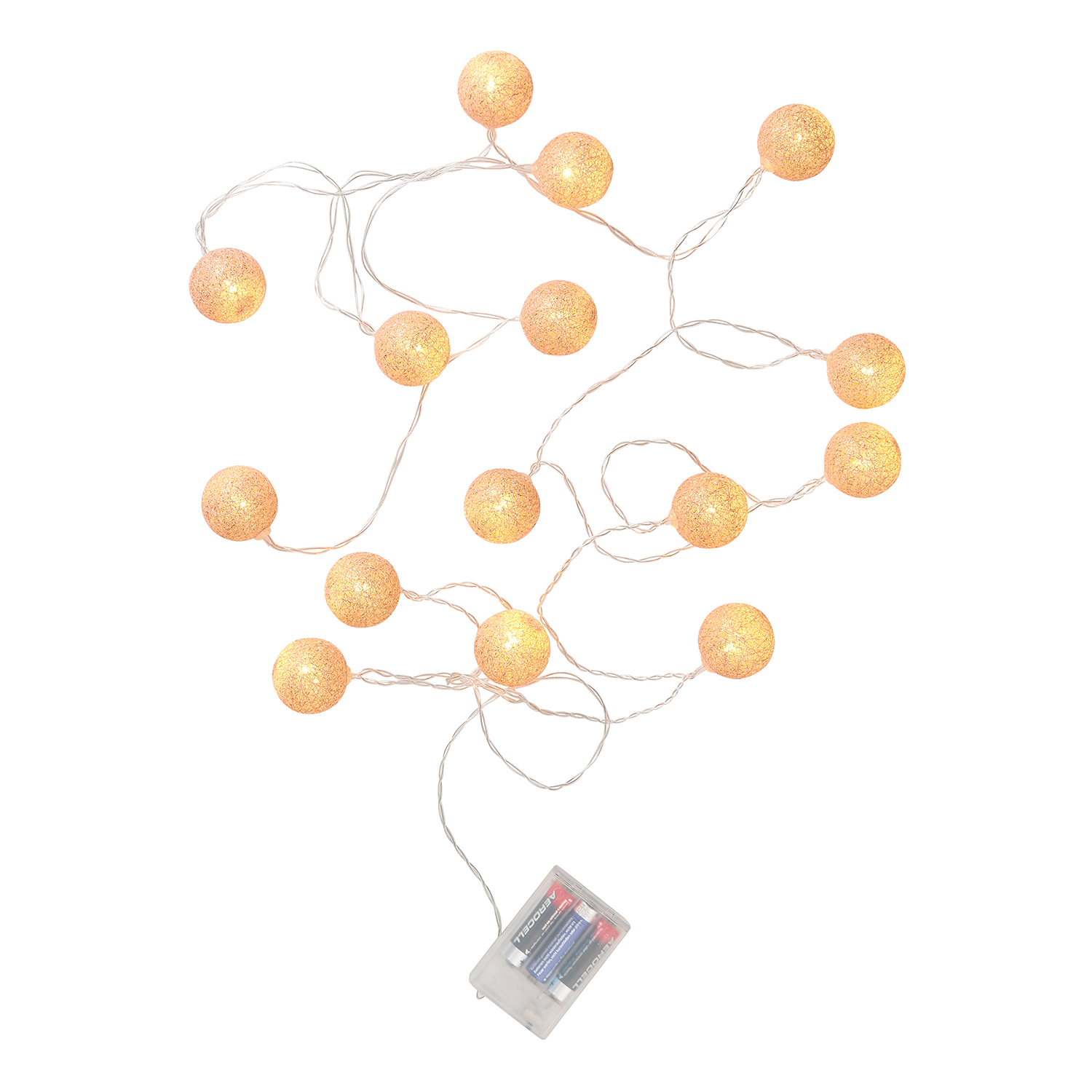 LES PETITES BELLES ghirlanda luminoasa cu bile de bumbac USB, roz