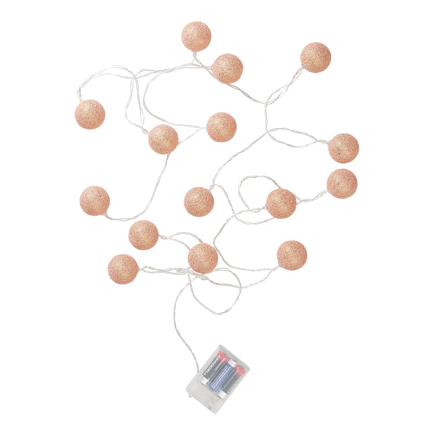 LES PETITES BELLES ghirlanda luminoasa cu bile de bumbac USB, roz