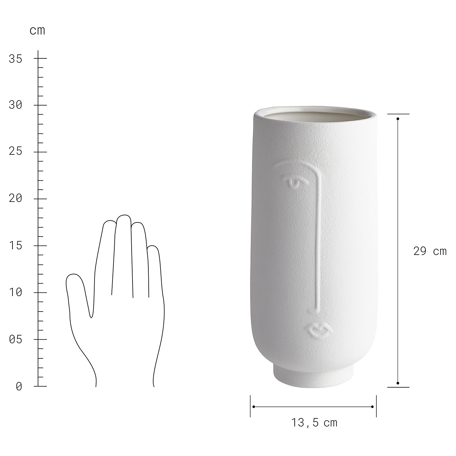 LINE ART vaza ceramica 29cm, alba