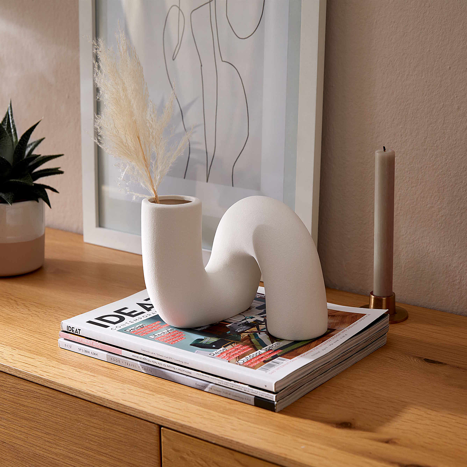 PIPE vaza ceramica, alba