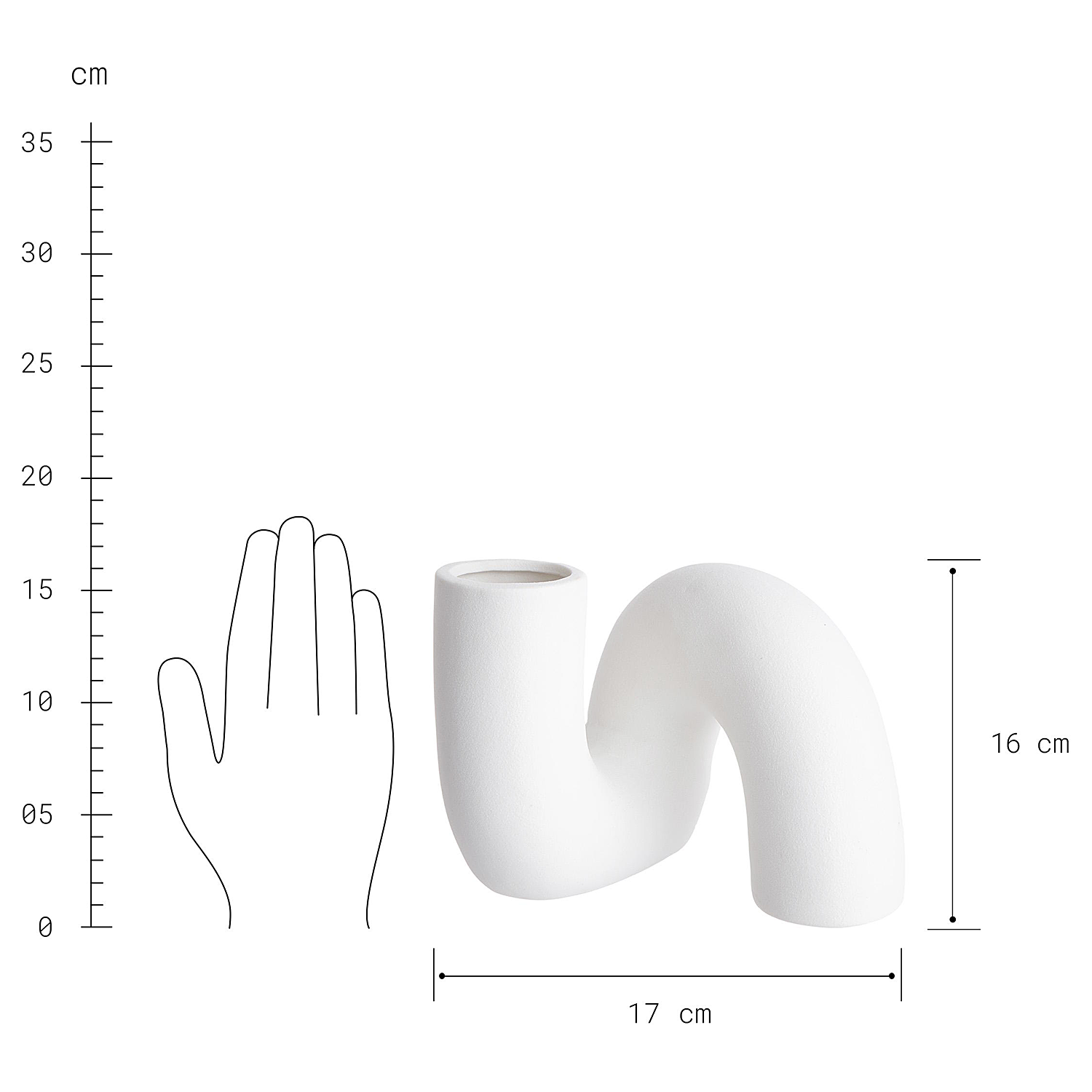 PIPE vaza ceramica, alba