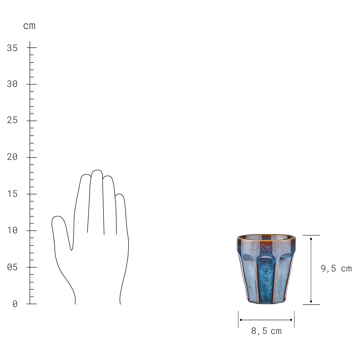 BERGAMO cana de cafea cu glazura reactiva, albastra