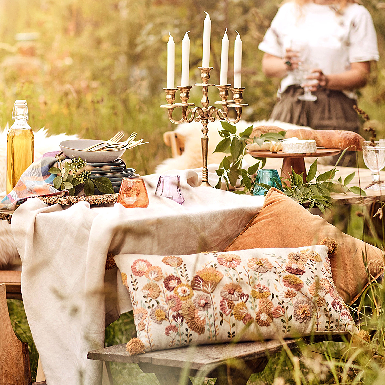 BOHEMIAN suport lumanari 5 lumanari, auriu