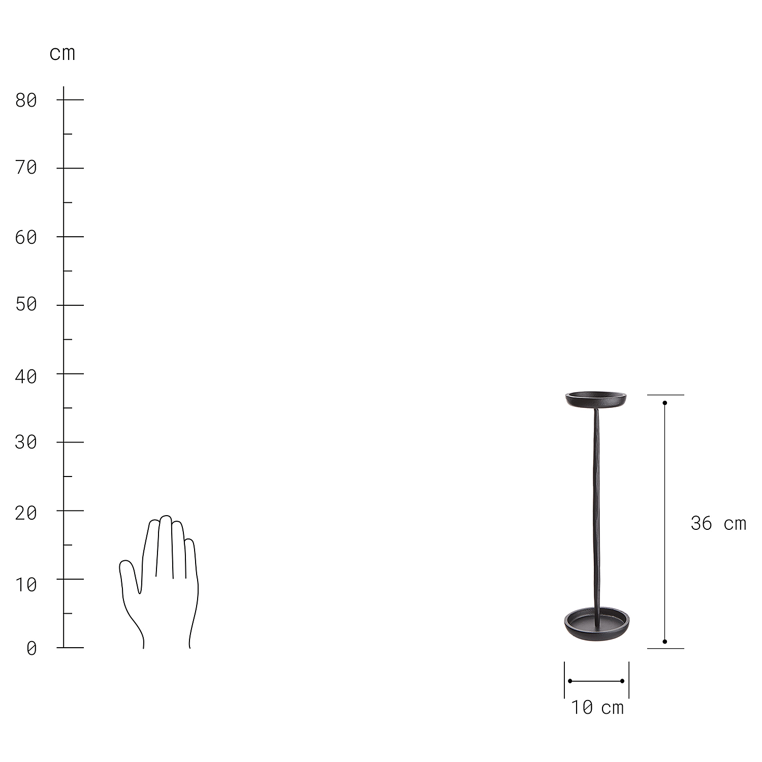 FAROL suport pentru lumanare 36cm negru