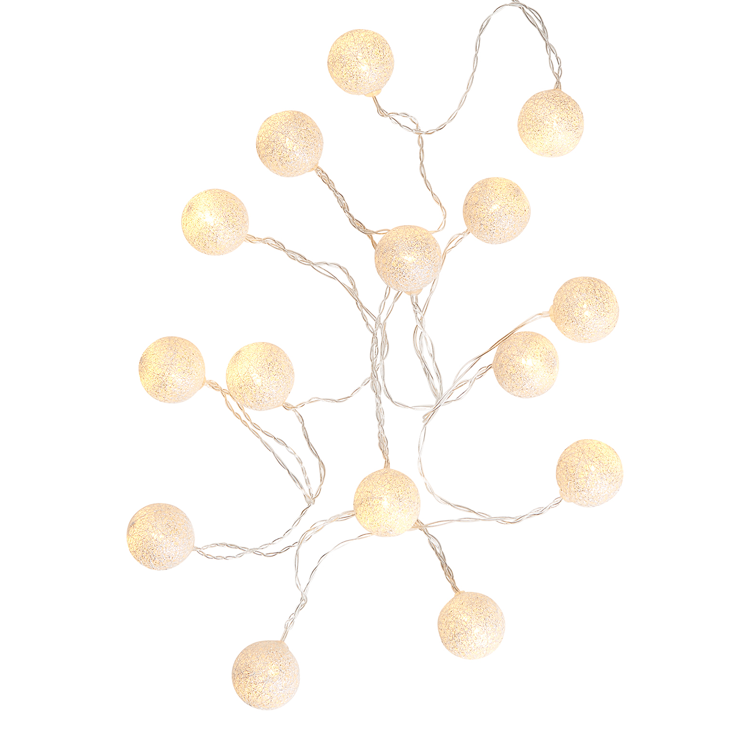 LES PETITES BELLES ghirlanda luminoasa cu bile de bumbac USB, alb/argintiu