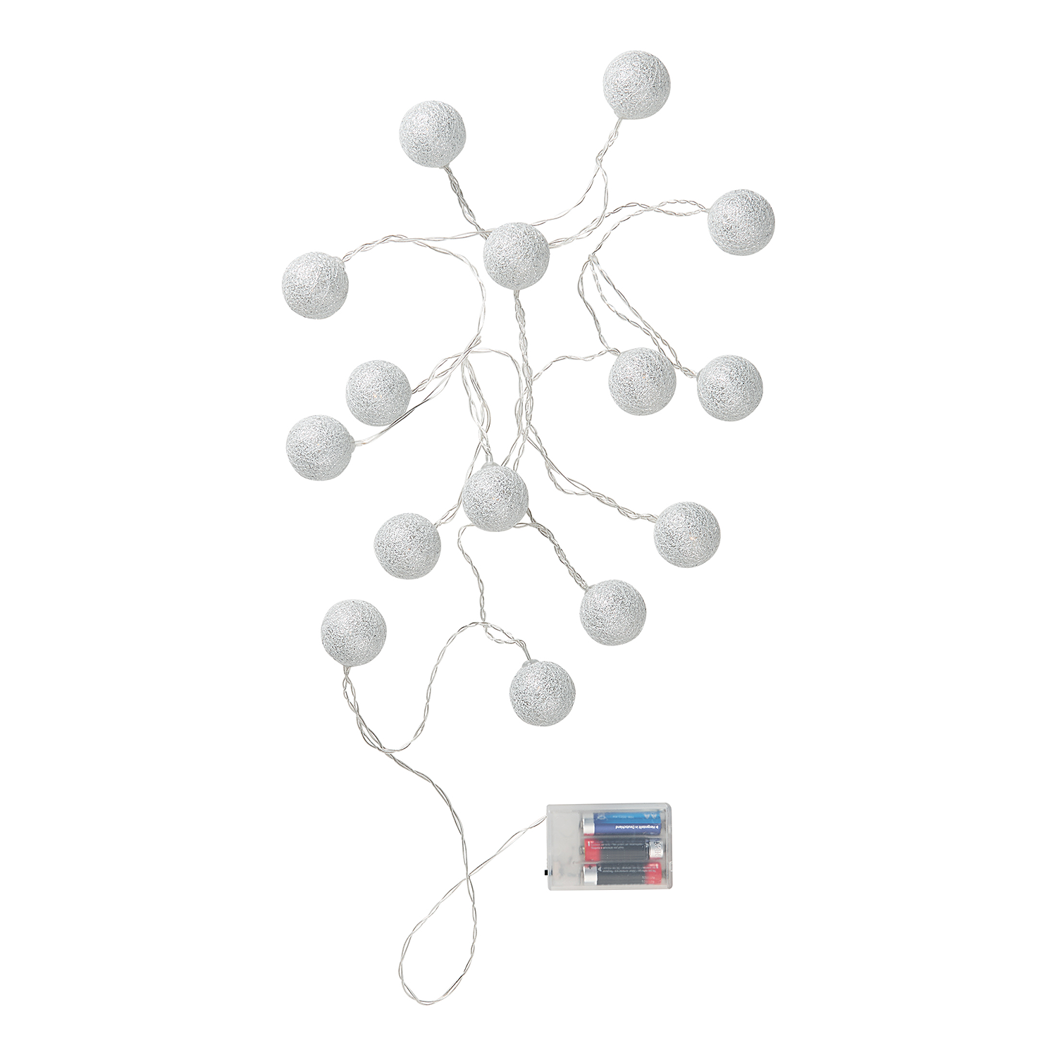 LES PETITES BELLES ghirlanda luminoasa cu bile de bumbac USB, alb/argintiu