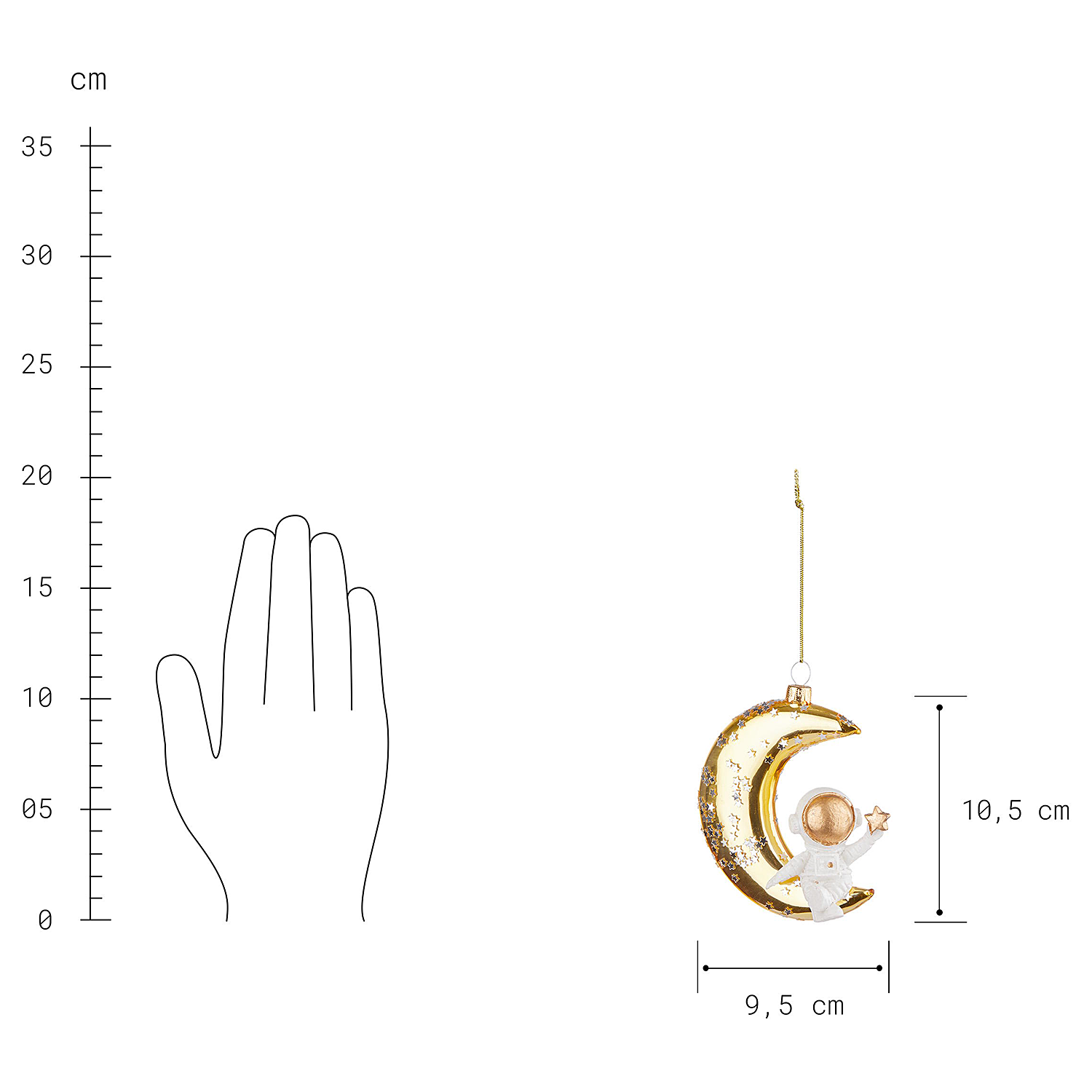 HANG ON ornament sticla luna cu astronaut