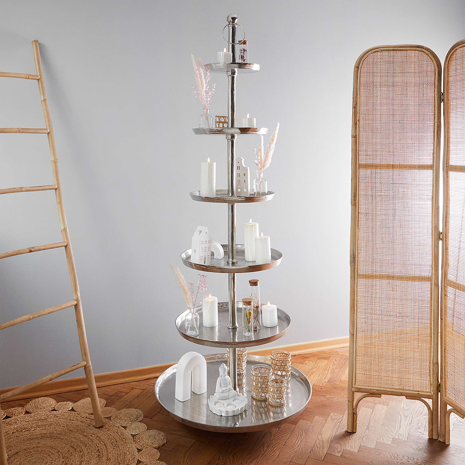 BANQUET etajera 6 nivele 200cm, argintie