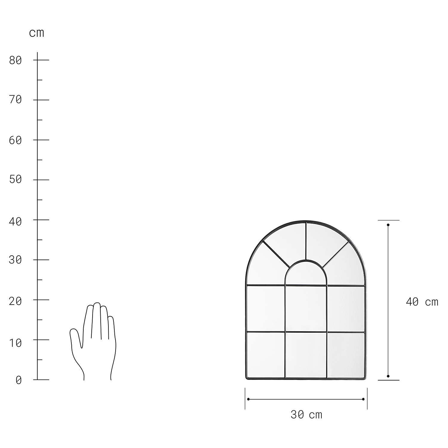 FINESTRA oglinda de perete neagra 30x40cm