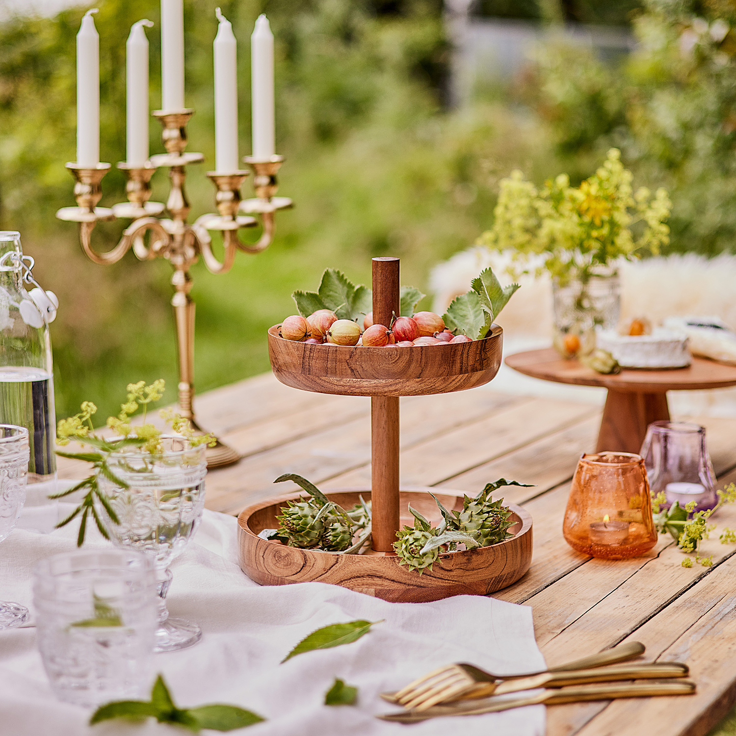 ACACIA tava din lemn 2 niveluri h 27cm