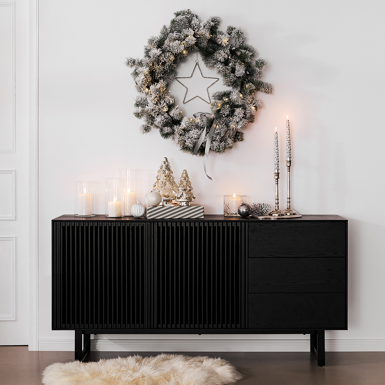 PURE CLASSICS suport pentru lumanare argintiu | 24 cm