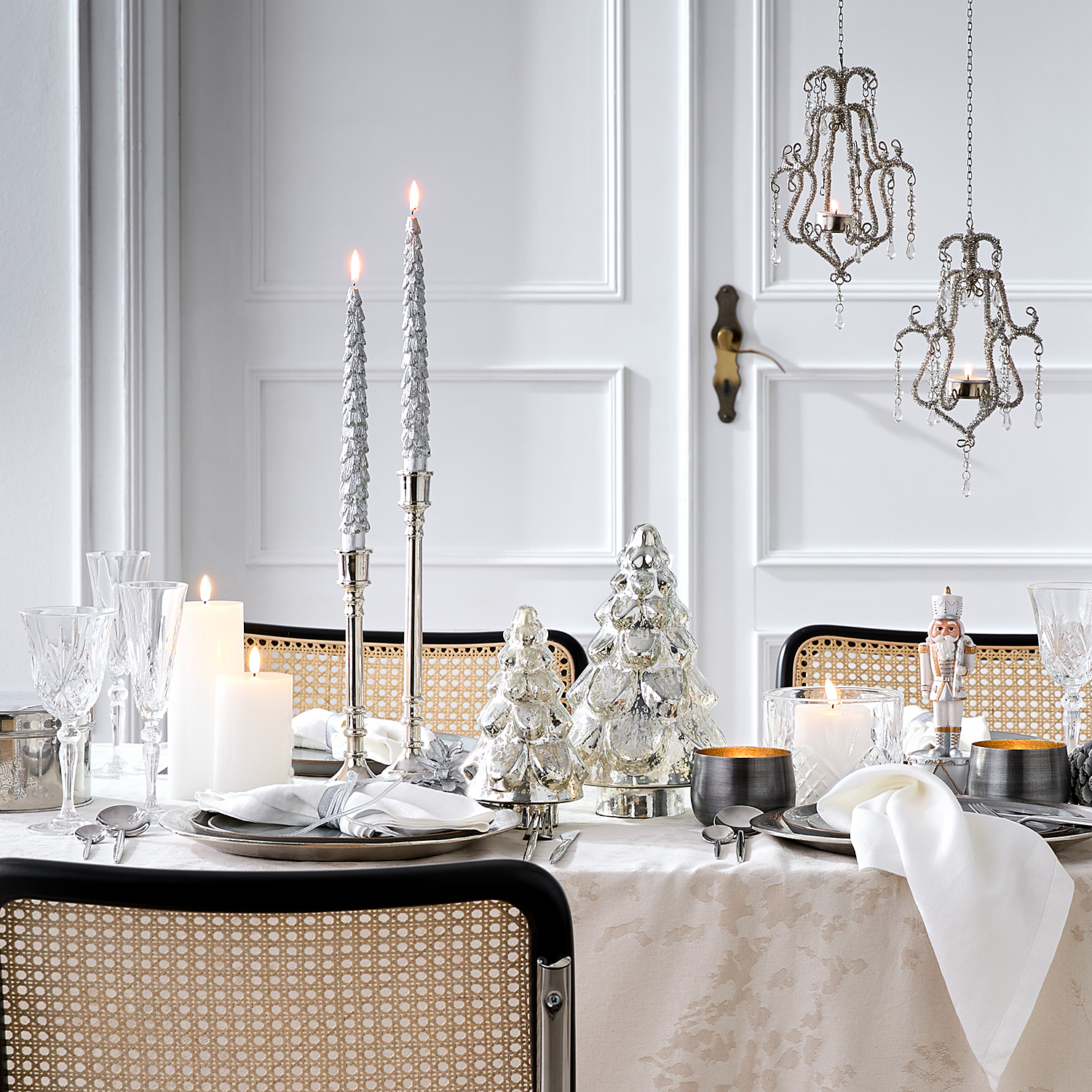 PURE CLASSICS suport pentru lumanare argintiu | 31 cm