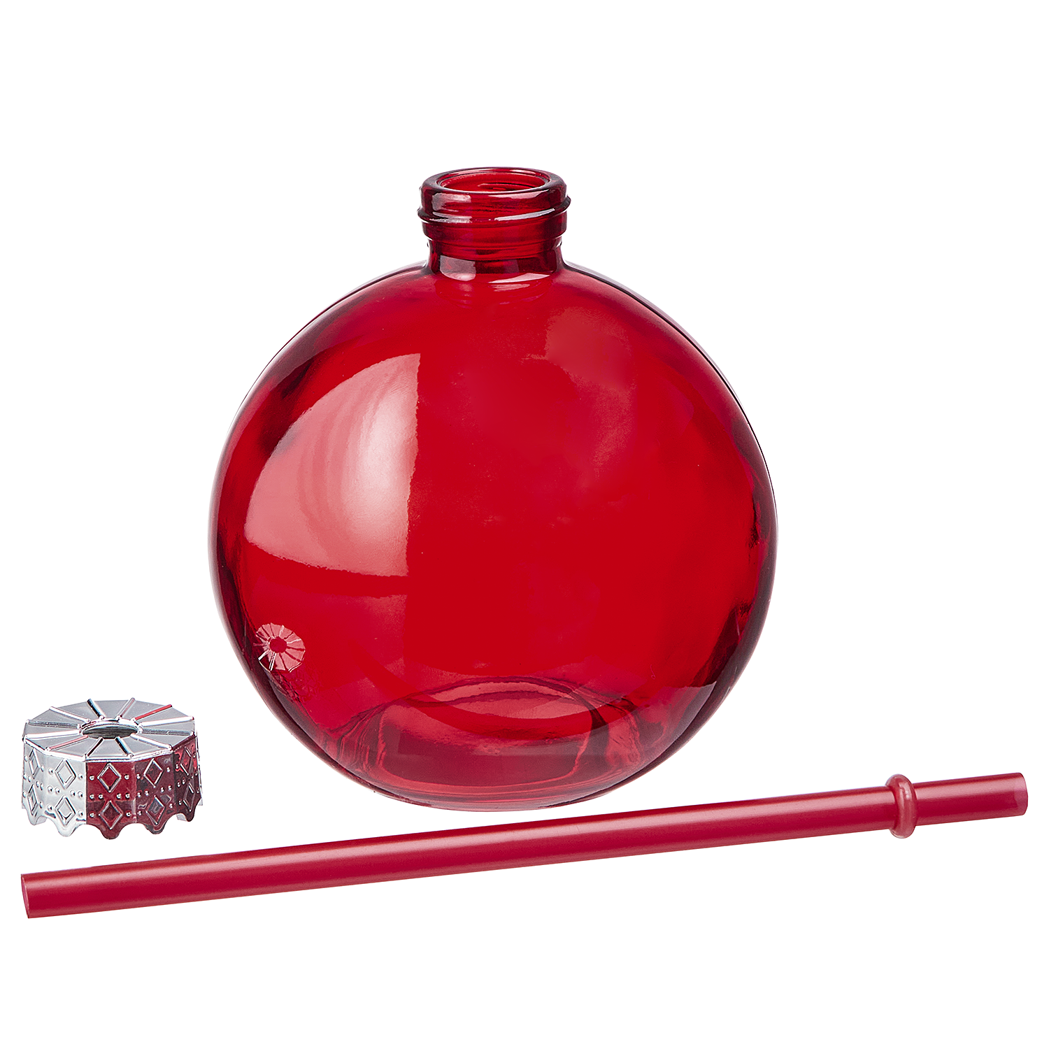 SANTA'S BUBBLE glob sticla cu pai, rosu