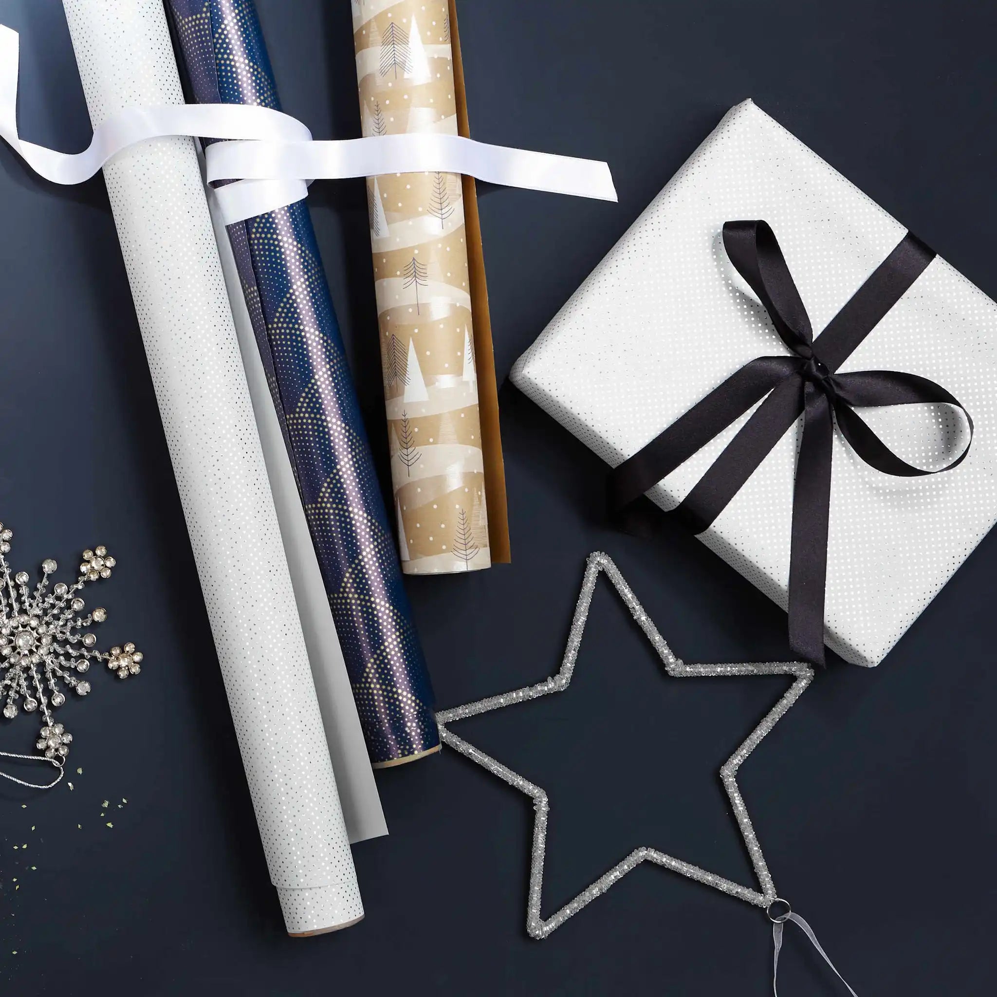 SATIN panglica 5m x 25mm, alb