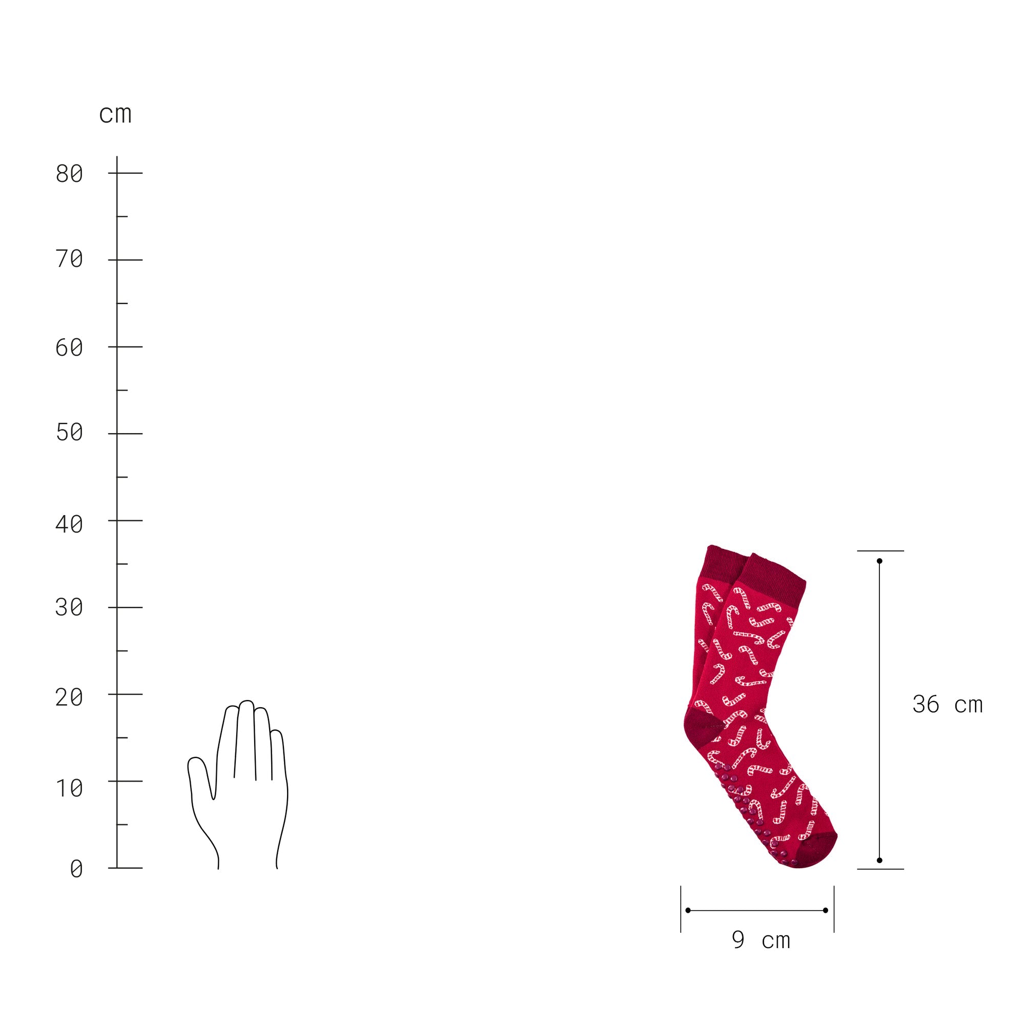 COZY SOCKS pereche sosete candycane red | 35-38