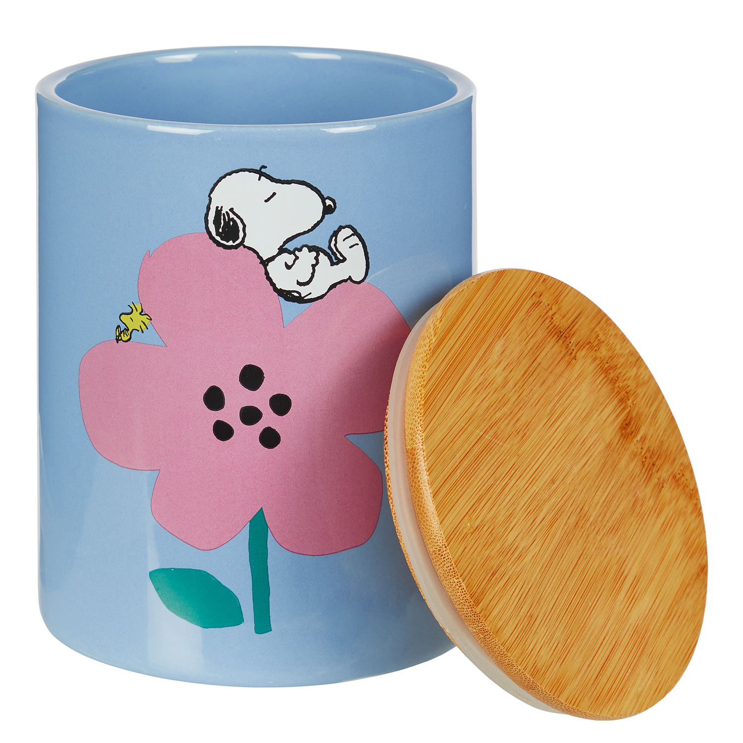 PEANUTS borcan depozitare L - albastru/floare mov