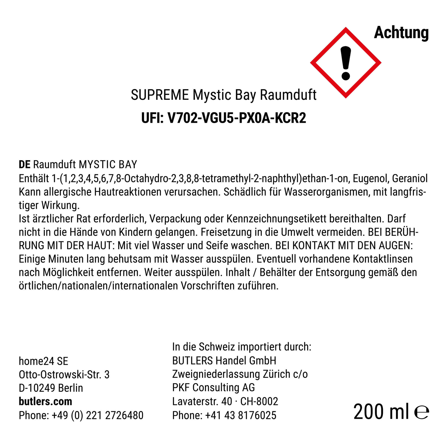 SUPREME difuzor cu betisoare 200 ml - Mystic Bay
